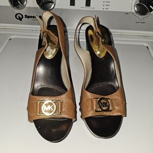 Michael Kors Brown Slingback Clog Heels